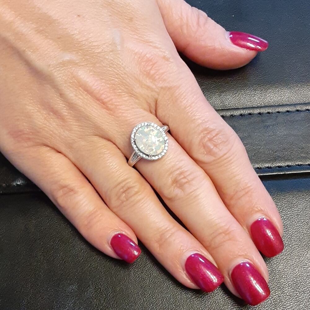 3.50ctw Lab Created Opal Platinum/925 - Picture 8 of 8